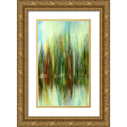 Pond Reflections I Gold Ornate Wood Framed Art Print with Double Matting by Brey
