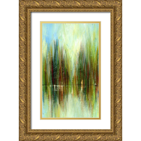 Pond Reflections II Gold Ornate Wood Framed Art Print with Double Matting by Brey