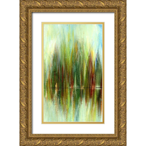 Pond Reflections III Gold Ornate Wood Framed Art Print with Double Matting by Brey