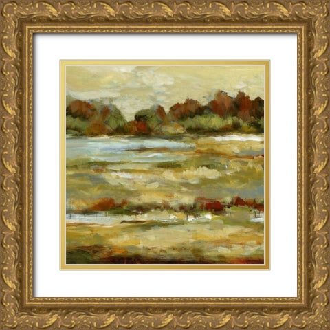 Meadow View II Gold Ornate Wood Framed Art Print with Double Matting by Brey