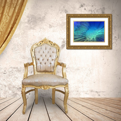 Emerge in Blue Gold Ornate Wood Framed Art Print with Double Matting by Bartola
