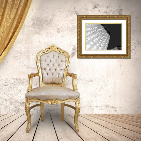 Skytower II Black and White Gold Ornate Wood Framed Art Print with Double Matting by Bartola