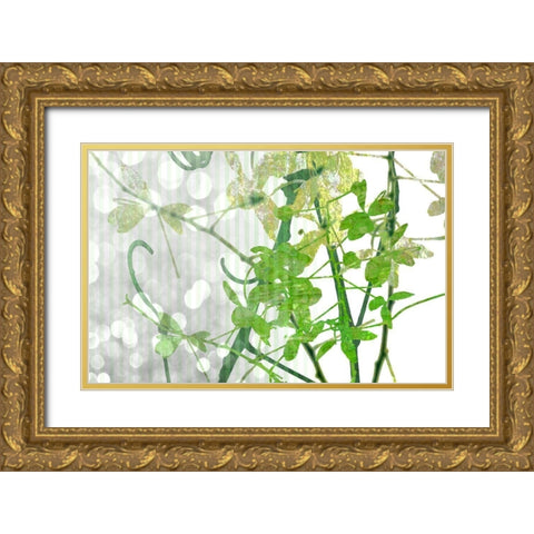 Branch In Green I Gold Ornate Wood Framed Art Print with Double Matting by Franklin