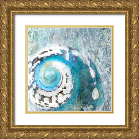 Abstract Shell Gold Ornate Wood Framed Art Print with Double Matting by Franklin