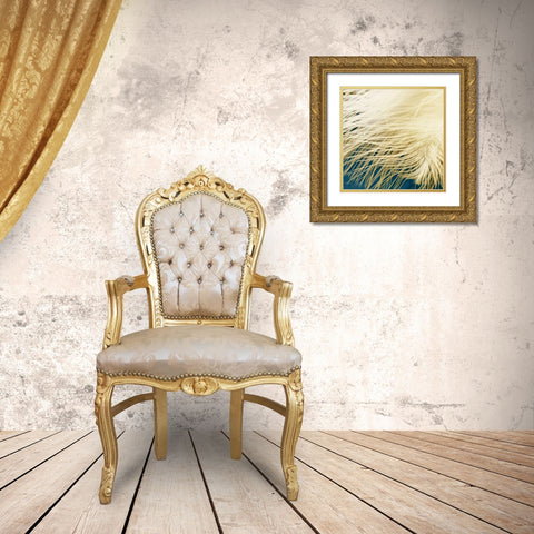 Feathergold I Gold Ornate Wood Framed Art Print with Double Matting by Franklin