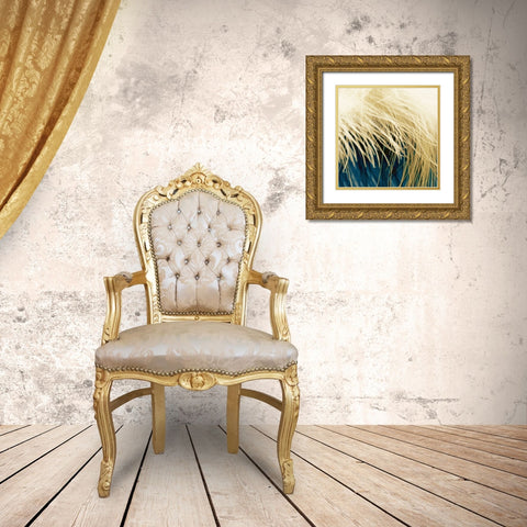 Feathergold II Gold Ornate Wood Framed Art Print with Double Matting by Franklin