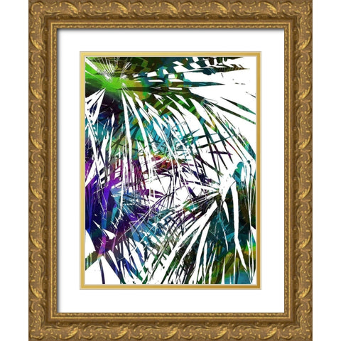 Palm Abstract II Gold Ornate Wood Framed Art Print with Double Matting by Franklin