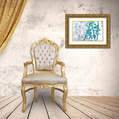 Branch In Blue I Gold Ornate Wood Framed Art Print with Double Matting by Franklin