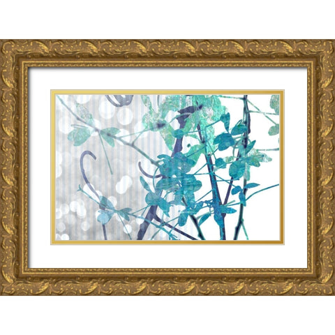 Branch In Blue I Gold Ornate Wood Framed Art Print with Double Matting by Franklin