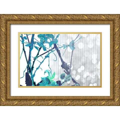 Branch In Blue II Gold Ornate Wood Framed Art Print with Double Matting by Franklin