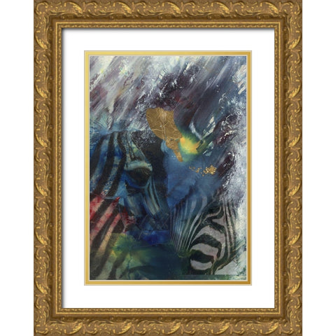 African Eyes Gold Ornate Wood Framed Art Print with Double Matting by Simons
