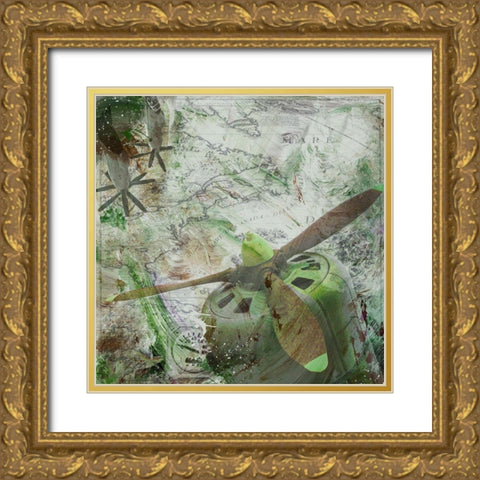 Aviation Earth II Gold Ornate Wood Framed Art Print with Double Matting by Simons