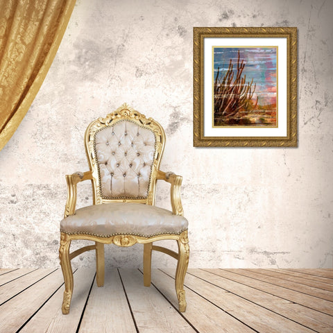 Cactus Landscape II Gold Ornate Wood Framed Art Print with Double Matting by Simons
