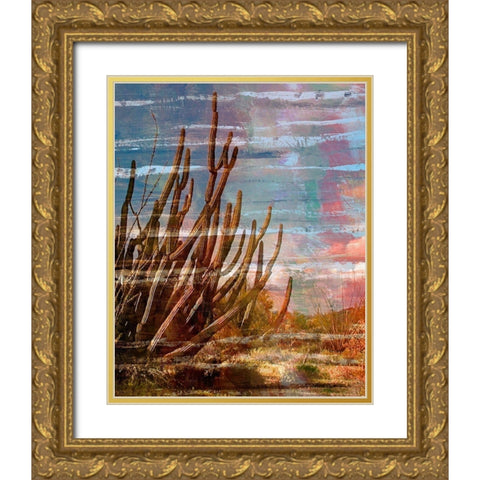 Cactus Landscape II Gold Ornate Wood Framed Art Print with Double Matting by Simons