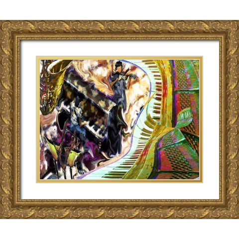 Honky Tonk Gold Ornate Wood Framed Art Print with Double Matting by Simons