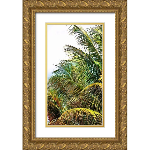 Neon Palm I Gold Ornate Wood Framed Art Print with Double Matting by Simons