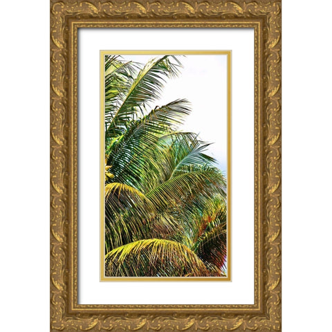 Neon Palm II Gold Ornate Wood Framed Art Print with Double Matting by Simons