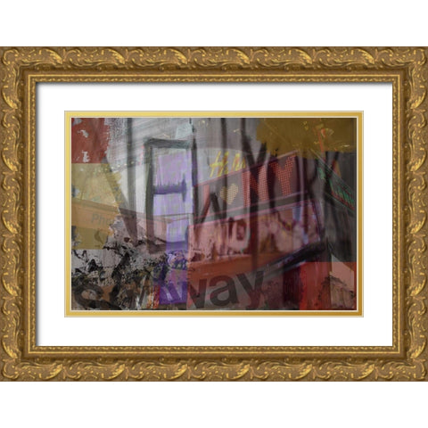 New York New York Gold Ornate Wood Framed Art Print with Double Matting by Simons
