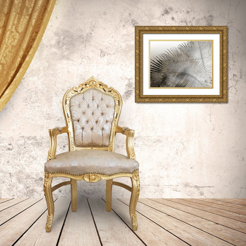 Painted Palm I Black and White Gold Ornate Wood Framed Art Print with Double Matting by Simons