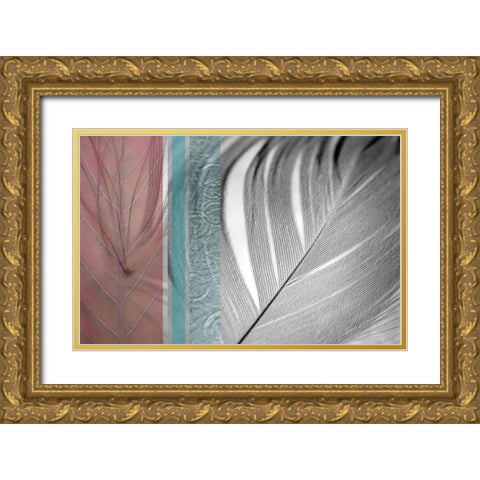 Plumage Warm II Gold Ornate Wood Framed Art Print with Double Matting by Simons