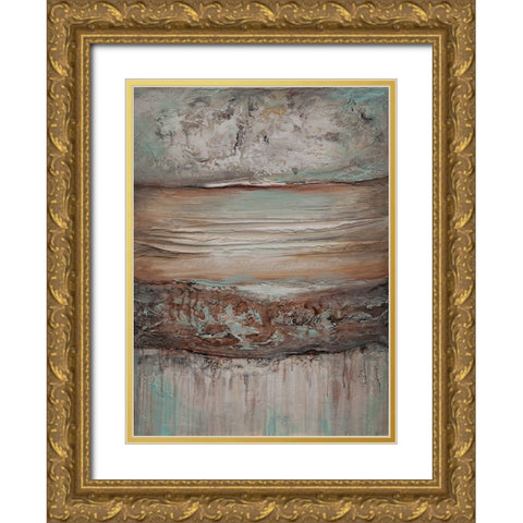 A Contours Gold Ornate Wood Framed Art Print with Double Matting by Hinz