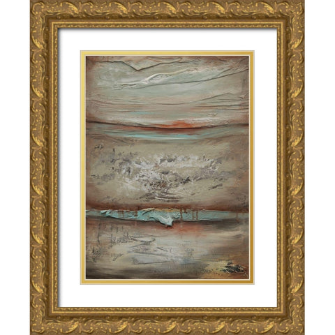 B Contours Gold Ornate Wood Framed Art Print with Double Matting by Hinz