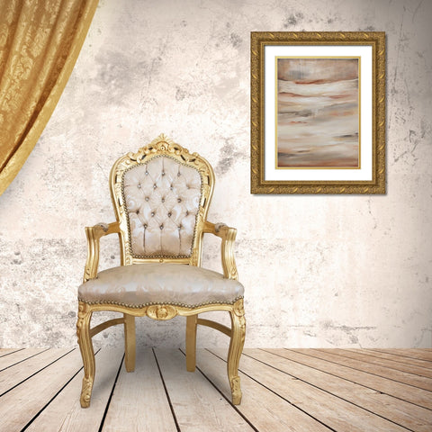 Earthtone Abstract A Gold Ornate Wood Framed Art Print with Double Matting by Hinz