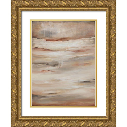 Earthtone Abstract A Gold Ornate Wood Framed Art Print with Double Matting by Hinz