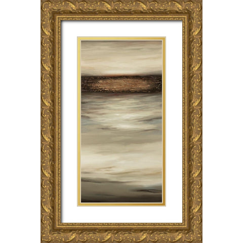 Large Texture Panel Gold Ornate Wood Framed Art Print with Double Matting by Hinz