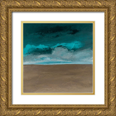 Textured Clouds Gold Ornate Wood Framed Art Print with Double Matting by Hinz