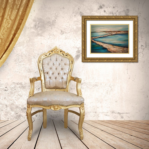 Zig Zag Landscape Gold Ornate Wood Framed Art Print with Double Matting by Hinz