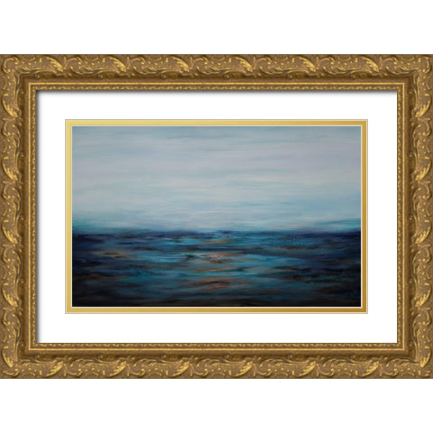 Mist Over Ocean Gold Ornate Wood Framed Art Print with Double Matting by Hinz