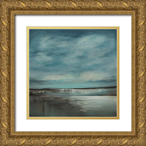 Waterfalls Gold Ornate Wood Framed Art Print with Double Matting by Hinz