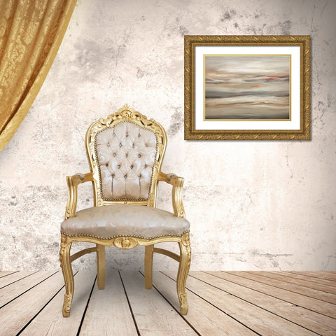 Earthtone Abstract Gold Ornate Wood Framed Art Print with Double Matting by Hinz