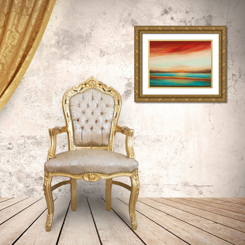 Sunset Gold Ornate Wood Framed Art Print with Double Matting by Hinz