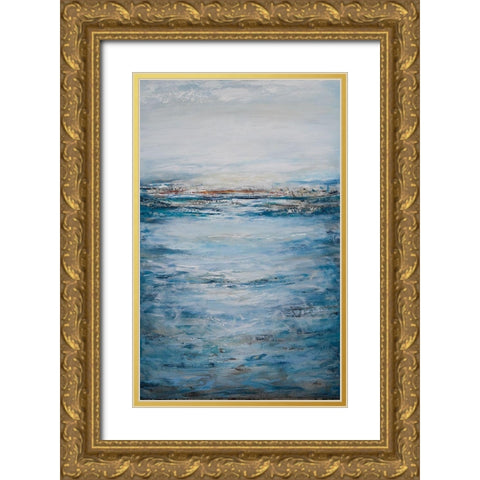 Seascape Tall Gold Ornate Wood Framed Art Print with Double Matting by Hinz