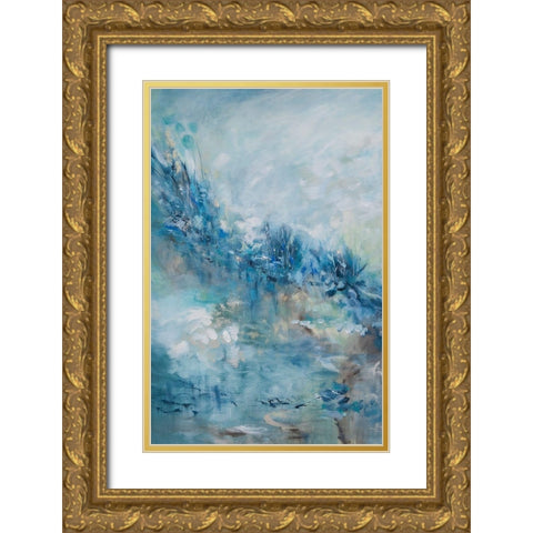 Abstract Floral Gold Ornate Wood Framed Art Print with Double Matting by Hinz