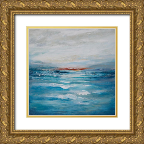 Seascape I Gold Ornate Wood Framed Art Print with Double Matting by Hinz