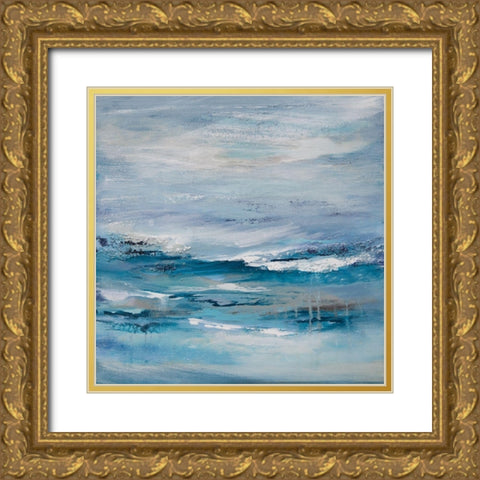 Seascape III Gold Ornate Wood Framed Art Print with Double Matting by Hinz