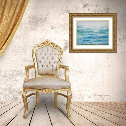 Abstract Seascape Gold Ornate Wood Framed Art Print with Double Matting by Hinz