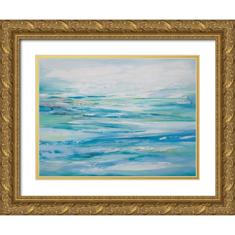 Abstract Seascape Gold Ornate Wood Framed Art Print with Double Matting by Hinz