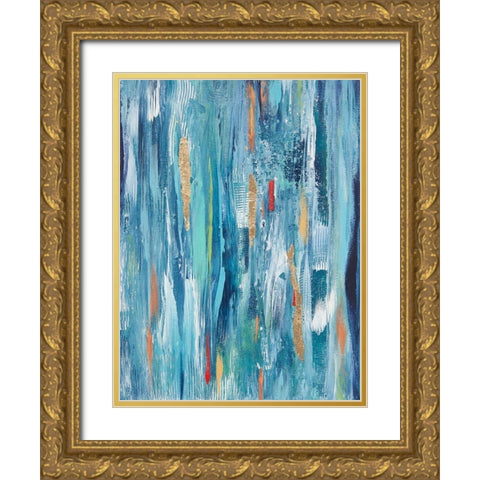 Ribbons with Gold Gold Ornate Wood Framed Art Print with Double Matting by Hinz