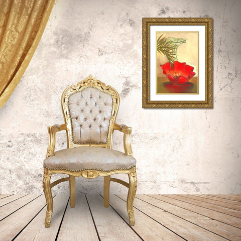 Strawberry Glass Gold Ornate Wood Framed Art Print with Double Matting by Larson