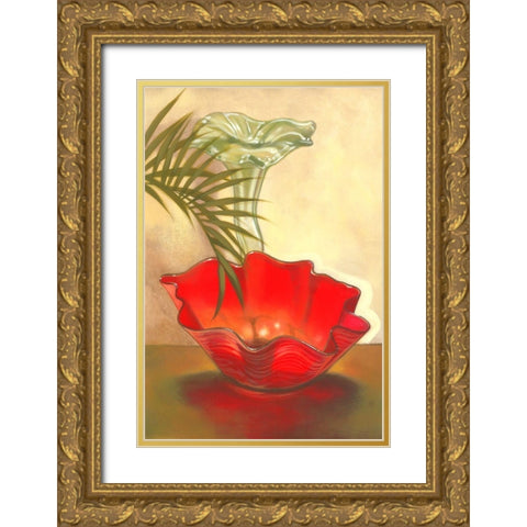Strawberry Glass Gold Ornate Wood Framed Art Print with Double Matting by Larson