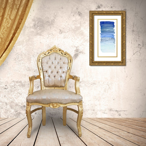 Color Strip Blue Gold Ornate Wood Framed Art Print with Double Matting by King