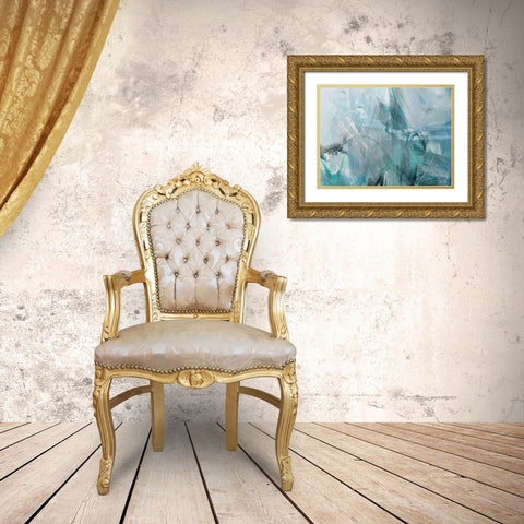 Xpress Blue Gold Ornate Wood Framed Art Print with Double Matting by King