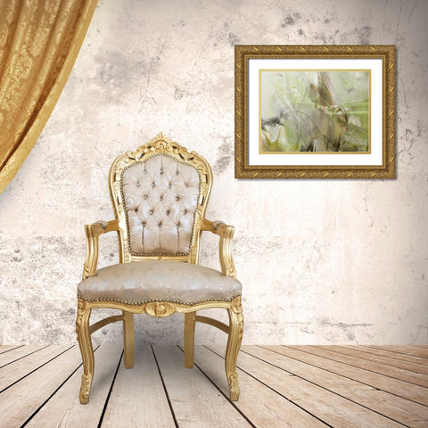 Xpress Green Gold Ornate Wood Framed Art Print with Double Matting by King