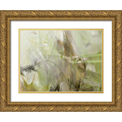 Xpress Green Gold Ornate Wood Framed Art Print with Double Matting by King