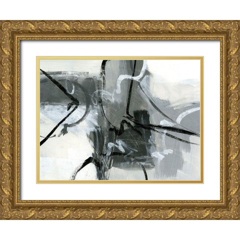 Shades of Gray I Gold Ornate Wood Framed Art Print with Double Matting by King