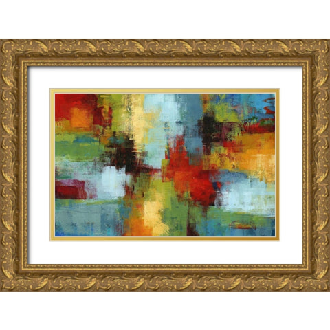 Colorburst Gold Ornate Wood Framed Art Print with Double Matting by King